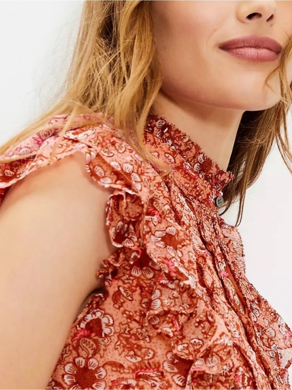 LOFT Floral Clip Ruffle Top - Picture 4 of 5